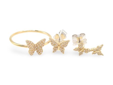 NEW Dainty Butterfly Diamond Jewelry Set 14kt Online Sale