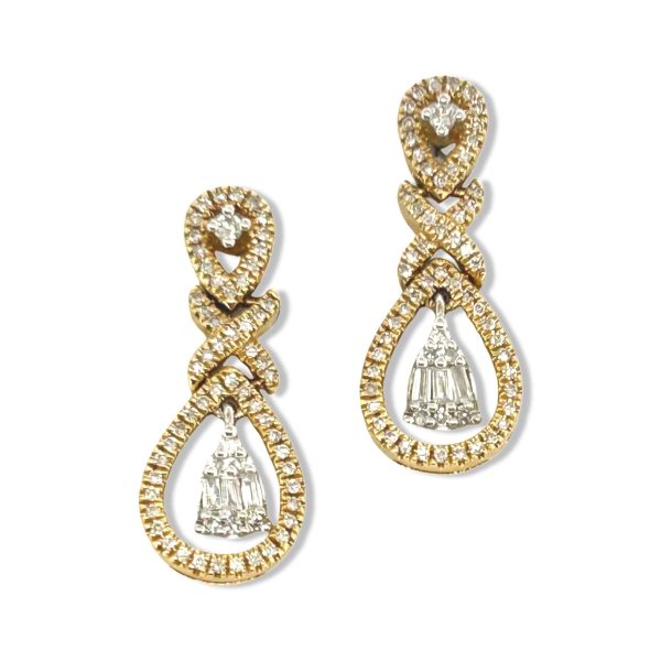 Golden Pear Dangling Diamond Earrings 14kt Online Sale