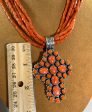 Seven Strand Coral Cross Necklace by Don Lucas Sale