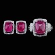 #LVNA2024 | Art Deco Cabochon Pink Ruby Diamond Jewelry Set 18kt Online now