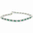 NEW Oval Green Emerald Gemstone Tennis Bracelet 14kt For Cheap