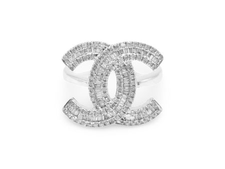 NEW Half Round Overlap Diamond Ring 14kt For Discount