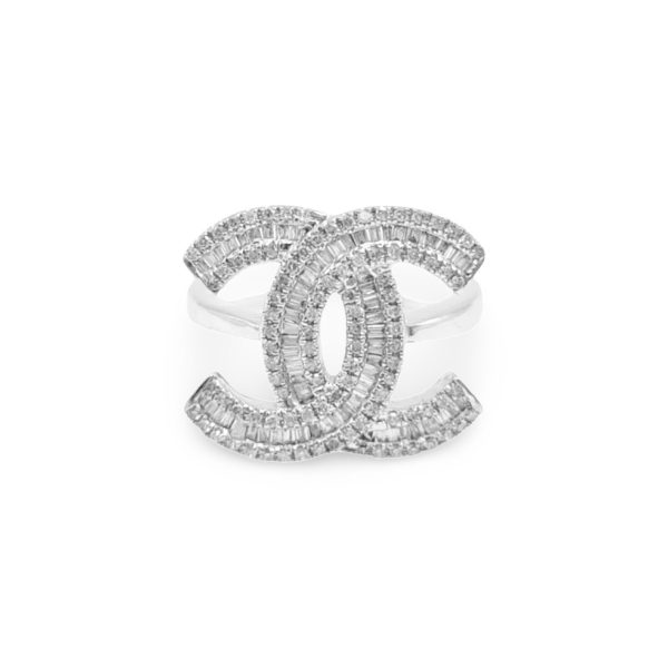 NEW Half Round Overlap Diamond Ring 14kt For Discount