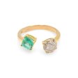 NEW Round Emerald Gemstone Diamond Ring 14kt For Cheap