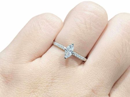 0.56cts E VS2 Marquise Paved Band Diamond Engagement Ring 14kt #0051 Online Hot Sale