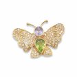 NEW Butterfly Round Pear Nano Gemstone Diamond Pendant 14kt Discount