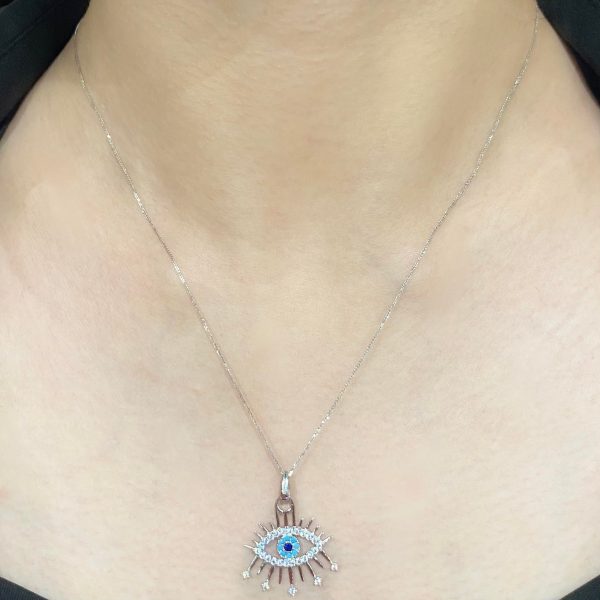 #LVNAPP | Evil Eye White Sapphire Diamond Necklace 18kt Online Sale