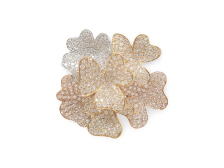 NEW Multi-Tone Flower Deco Diamond Ring 18kt Fashion