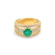 NEW Round Emerald Gemstone Golden Half Eternity Diamond Ring 18kt Online now