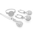 NEW Classic Round Hoop Dangling Diamond Jewelry Set 14kt Sale