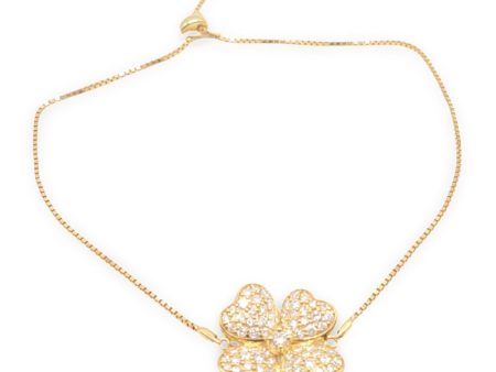 NEW Golden Clover Diamond Adjustable Bracelet 14kt Hot on Sale