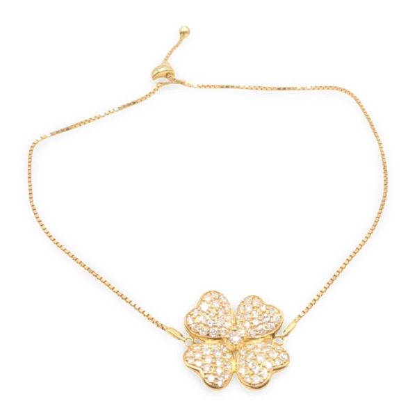 NEW Golden Clover Diamond Adjustable Bracelet 14kt Hot on Sale