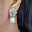 NEW 13mm South Sea Pearl Floral Pearl Diamond Earrings 18kt Online Sale