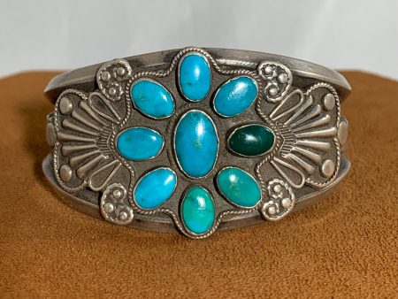 Exquisite Vintage Blue Gem Navajo Cuff (Circa 1950s) For Cheap