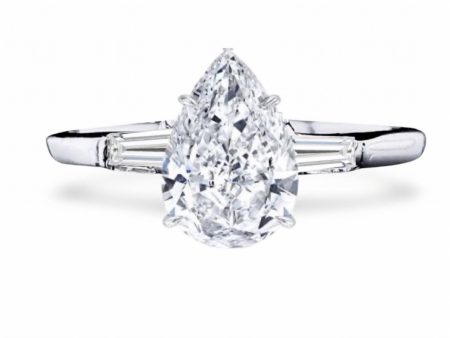 1.00cts++ Pear Brilliant Baguette Paved Diamond Engagement Ring GIA CERTIFIED Sale