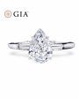 1.00cts++ Pear Brilliant Baguette Paved Diamond Engagement Ring GIA CERTIFIED Sale