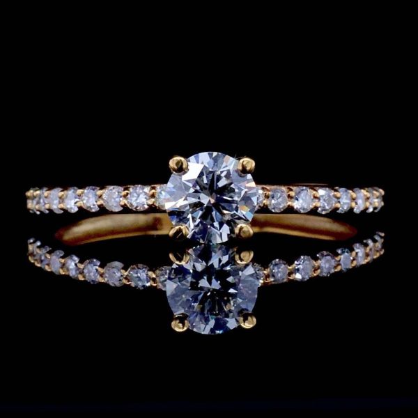 GIA Certified | 0.64cts K SI2 Round Brilliant Diamond Engagement Ring 14kt For Sale