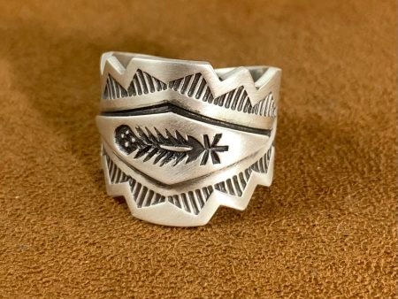 Small Feather Stamped Ring by Jeanette Nelson Online