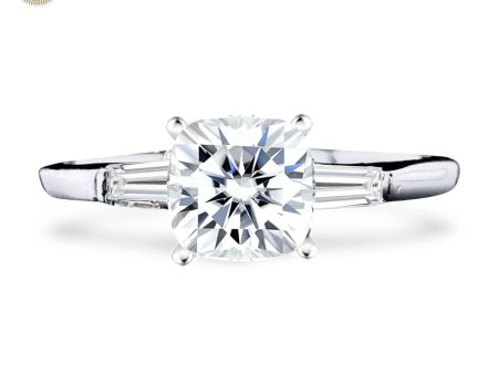 0.50cts++ Cushion Brilliant Baguette Paved Diamond Engagement Ring GIA CERTIFIED For Discount