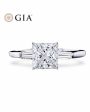 1.00cts++ Princess Brilliant Baguette Paved Diamond Engagement Ring GIA CERTIFIED Online now