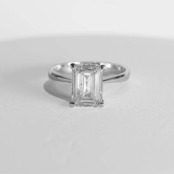 2.50cts++ Emerald Cut Diamond Engagement Ring IGI Certified For Discount