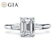 1.00cts++ Emerald Cut Baguette Paved Diamond Engagement Ring GIA CERTIFIED Hot on Sale