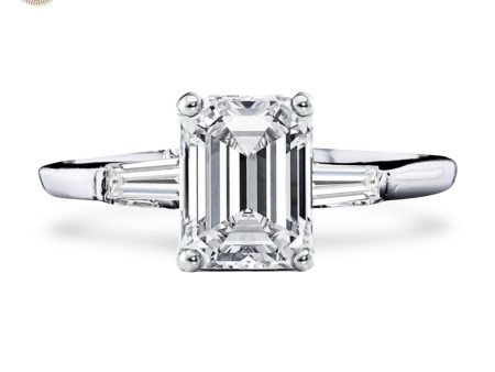 1.00cts++ Emerald Cut Baguette Paved Diamond Engagement Ring GIA CERTIFIED Hot on Sale