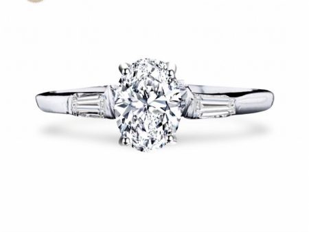 0.50cts++ Oval Brilliant Baguette Paved Diamond Engagement Ring GIA CERTIFIED Online Sale