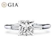 0.50cts++ Princess Brilliant Baguette Paved Diamond Engagement Ring GIA CERTIFIED Online Hot Sale