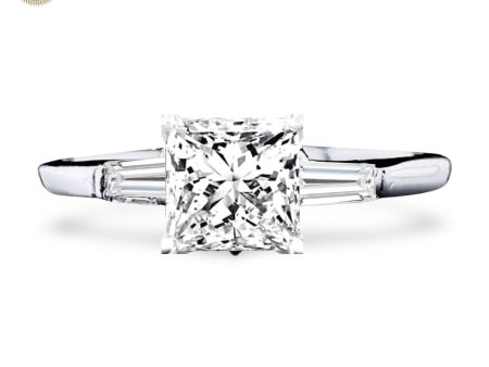 0.50cts++ Princess Brilliant Baguette Paved Diamond Engagement Ring GIA CERTIFIED Online Hot Sale