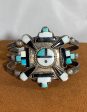 Vintage Zuni Sunface Onyx Inlay Cuff (Circa 1950s) Online Sale