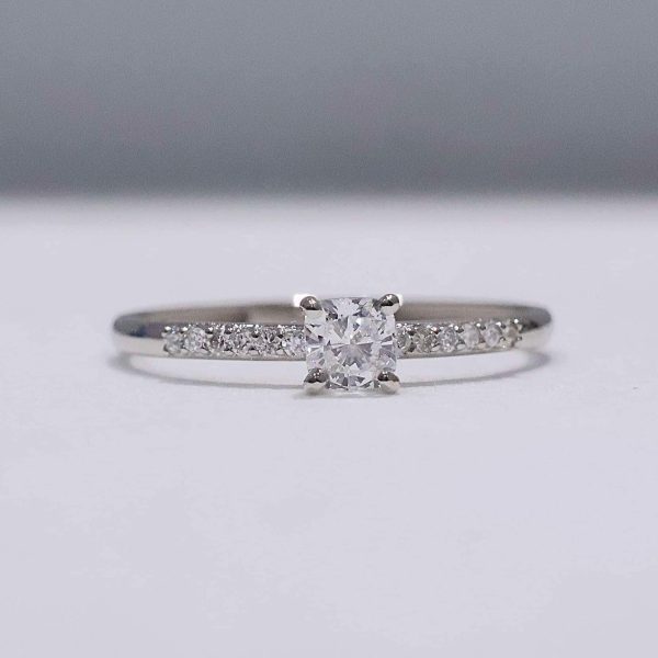 0.50cts G VVS Cushion Paved Diamond Engagement Ring 14kt #0072 Cheap