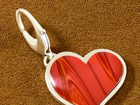 Large Striped Red Rosarita Heart Pendant by Gloria Sawin and John Hull Online now