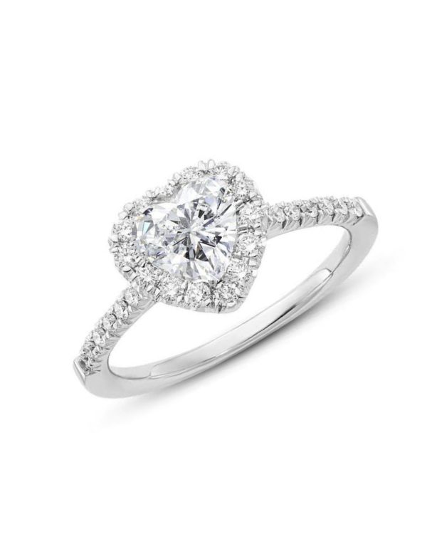 GIA Certified | 0.68cts E SI2 Heart Brilliant Diamond Engagement Ring 14kt For Discount