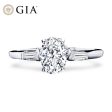 1.00cts++ Oval Brilliant Baguette Paved Diamond Engagement Ring GIA CERTIFIED Fashion