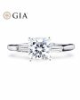 1.00cts++ Cushion Brilliant Baguette Paved Diamond Engagement Ring GIA CERTIFIED Supply