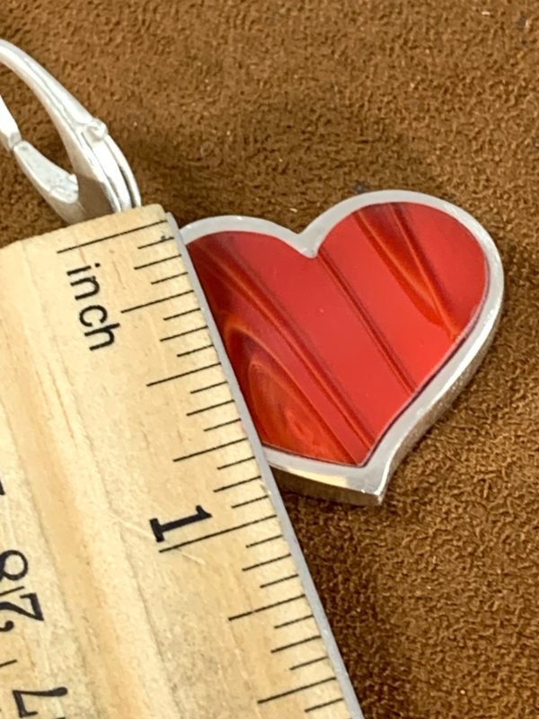 Large Striped Red Rosarita Heart Pendant by Gloria Sawin and John Hull Online now