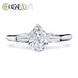 0.50cts++ Pear Brilliant Baguette Paved Diamond Engagement Ring GIA CERTIFIED Online Sale