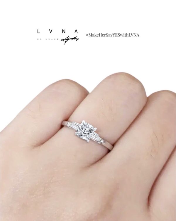 1.00cts++ Cushion Brilliant Baguette Paved Diamond Engagement Ring GIA CERTIFIED Supply