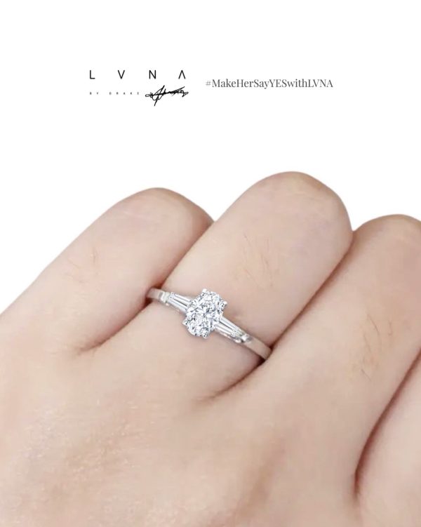 1.00cts++ Oval Brilliant Baguette Paved Diamond Engagement Ring GIA CERTIFIED Fashion