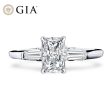 1.00cts++ Radiant Cut Baguette Paved Diamond Engagement Ring GIA CERTIFIED Hot on Sale