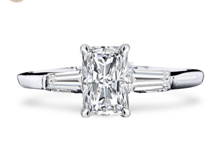 1.00cts++ Radiant Cut Baguette Paved Diamond Engagement Ring GIA CERTIFIED Hot on Sale