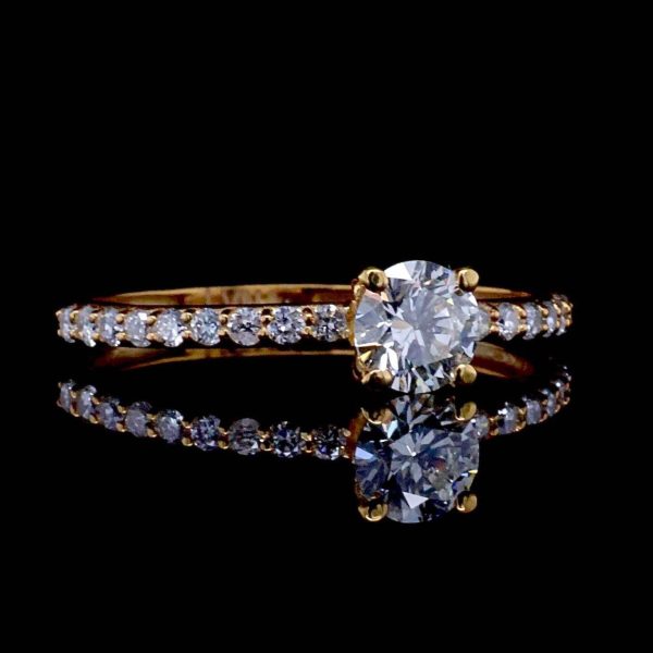 GIA Certified | 0.64cts K SI2 Round Brilliant Diamond Engagement Ring 14kt For Sale