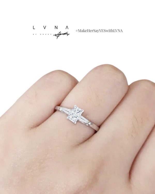 1.00cts++ Radiant Cut Baguette Paved Diamond Engagement Ring GIA CERTIFIED Hot on Sale