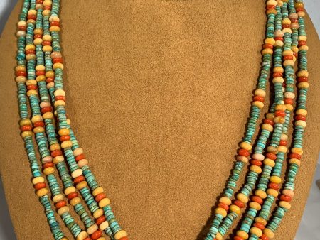 Green Turquoise Five Strand Necklace by Don Lucas Supply