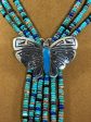 Three Strand Turquoise Butterfly Necklace by Mary Teller For Sale