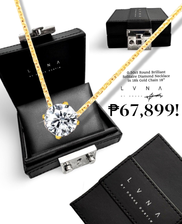 0.50ct GHI VS-SI2 Round Brilliant Solitaire Natural Diamond Necklace with 18kt Thick Foxtail Solid Gold Chain 18” Online now