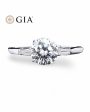 1.00cts++ Round Brilliant Baguette Paved Diamond Engagement Ring GIA CERTIFIED For Cheap