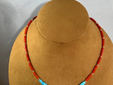 Coral and Turquoise Choker by Kevin Ray Garcia For Cheap