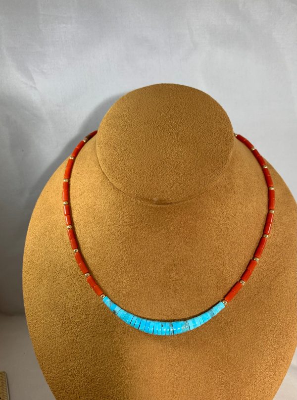 Coral and Turquoise Choker by Kevin Ray Garcia For Cheap